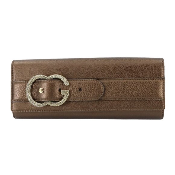 GUCCI Brown Leather Clutch Bag - Picture 1 of 10